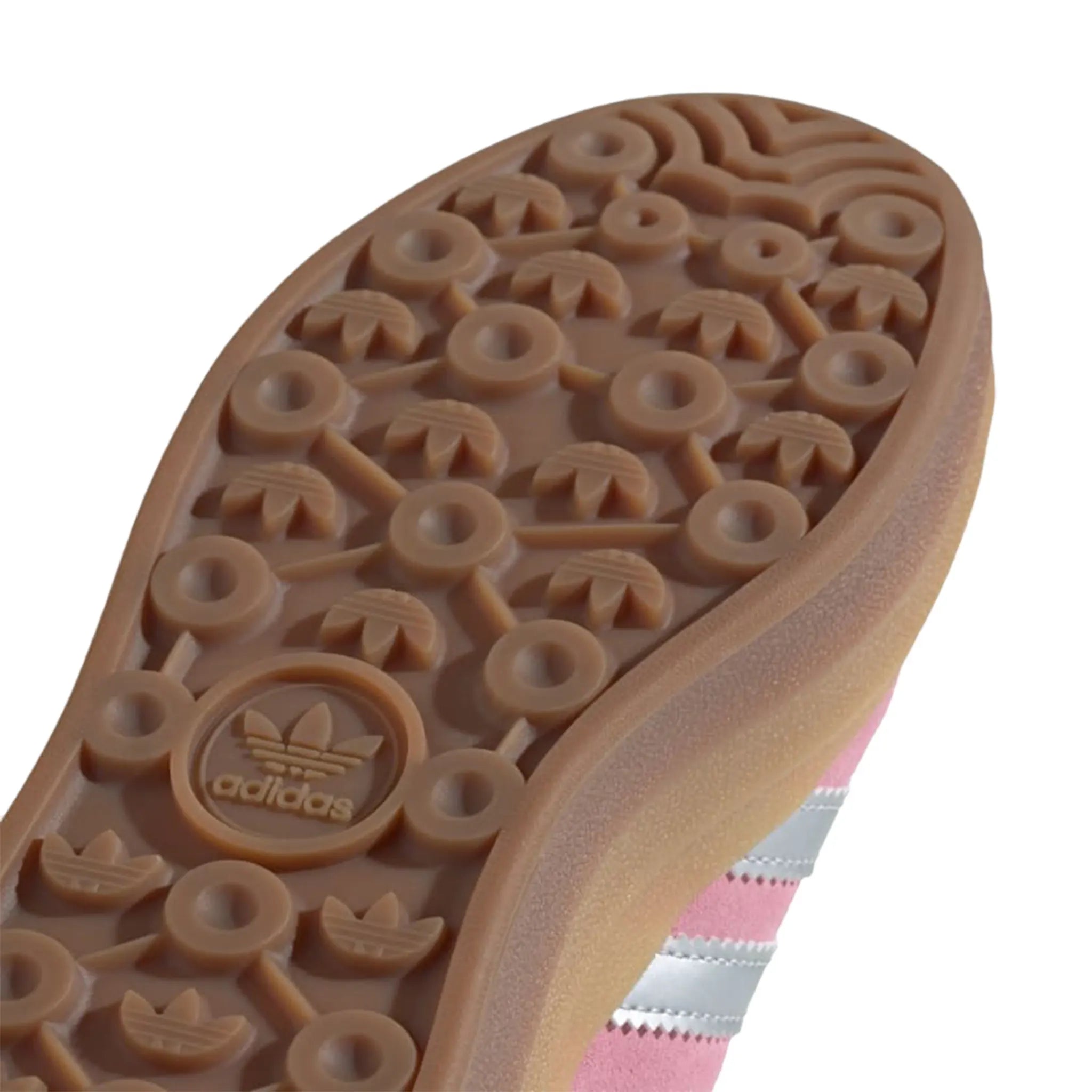 Sole view of Adidas Gazelle Bold Kids True Pink Gum Silver Purple JH5539